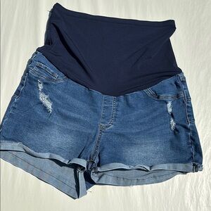 S.O.N.G Size XL - Maternity Blue Denim Shorts